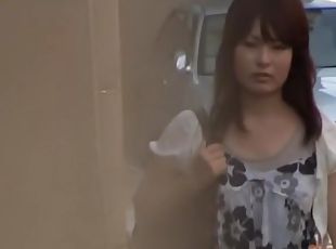 Street sharking of a cute Japanese girl wearing a dress