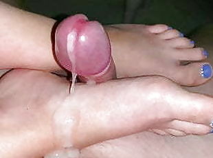 Night time footjob