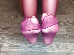 teen girl show new red nylon stockings foot fetish pov