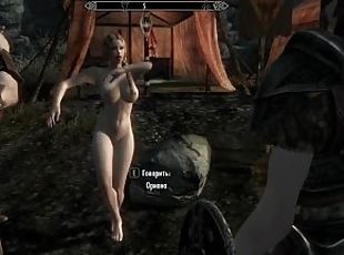 Girl entertains soldiers with dancing and then fucks with them  Skyrim sex mods