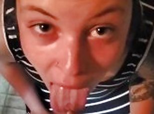 Wife gets a mouth full of cum and swallows it