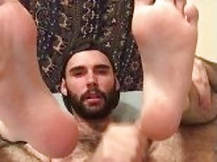 Playing with my feet while showing off my hairy hole