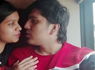 Indian Teen Couple kissing in the Bus