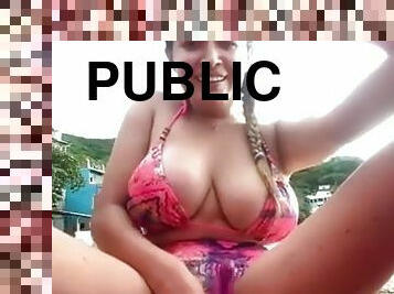 Sexy Latina Thot Public Beach Play