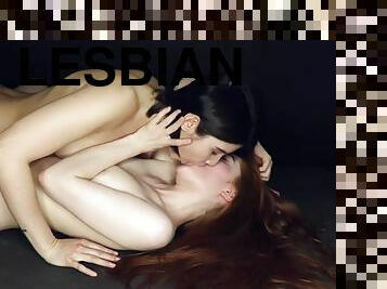 lesbiana, roscata, sarutand