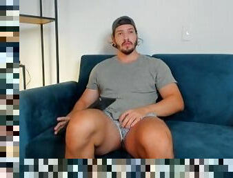 giant guy playing with cock in webcam ,get so hard and horny