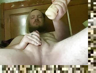stroking my cock at home with the door wide open 