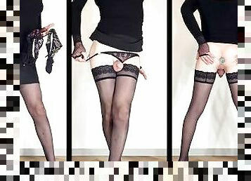 Try On Haul Lingerie Thongs in Stockings