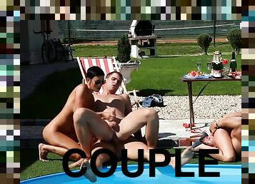 Bi Couples Banging Outdoor