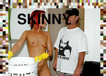 Skinny Redhead House Cleaner With A Twist