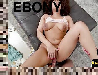 Ebony maid with medium tits POV fucked by boss 4 for money