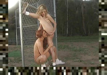 Lesbians outdoors - Wild Cheerleaders Eat Each Other Out at Practice - Blonde