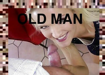 Classy sucking an old mans cock