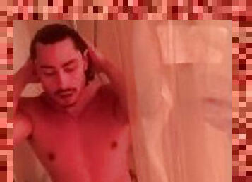 Muscle man in shower with big dick