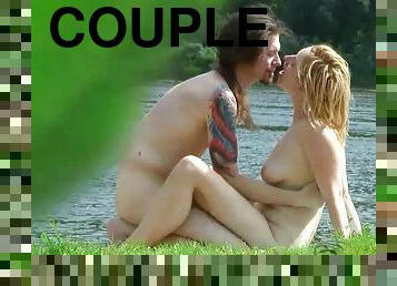 Sexy couple fucks on the grass!