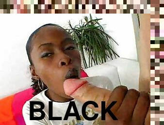 Black as night chick fucked by big white cock