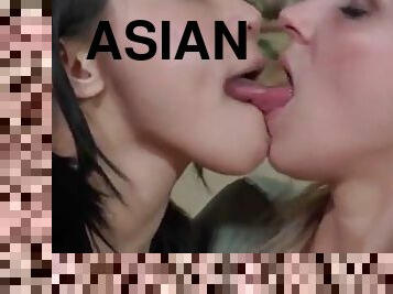 Blonde and asian lesbians