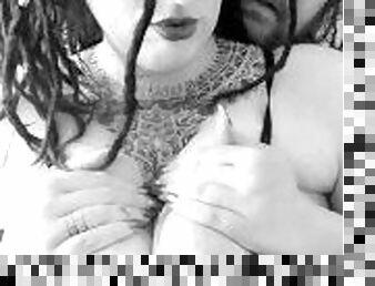 Slow and sensual kinky couple in black and white