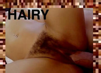 Hard Prick In Raunchy Young Brunette - very hairy pussy