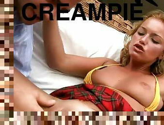 An anal creampie for a sexy blonde babe
