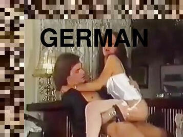 German brunette in white stockings gets horny easily