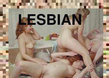 Lewd lesbians group amazing sex video