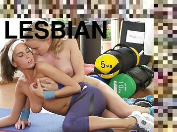 Fitness Rooms - Lesbian Workout For Big Hooters Cutie 2