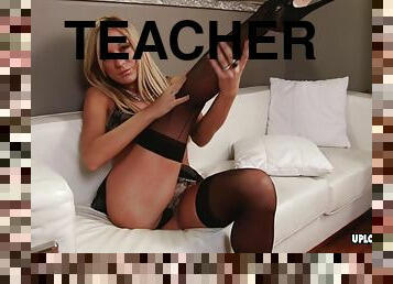 Teacher teases me with her beautiful slit
