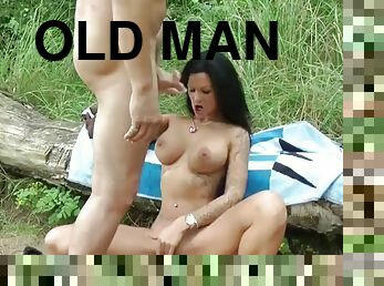 Stranger old man caught german teen at beach and seduce fuck