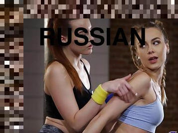 cona-pussy, russo, babes, lésbicas, louca, dedos, beijando, fléxível, suculento
