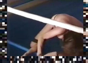 CatFight Topless pro female wrestling with flips, hair pulling, body scissors, kicks, breast s