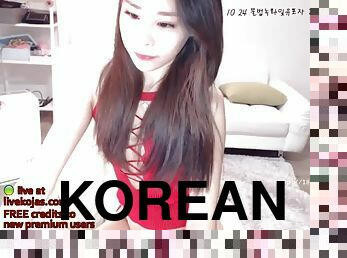 Korean hot teen camgirl in red lingerie