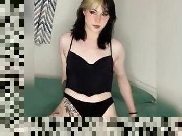 sexy hot transgender woman jerking off