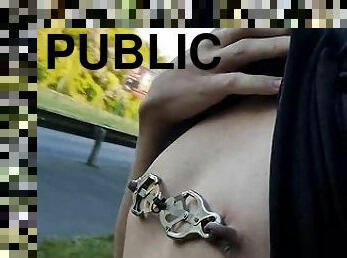 RISKY NIPPLE CLAMPS FLASHING IN PUBLIC  I GOT CAUGHT  PT. 5