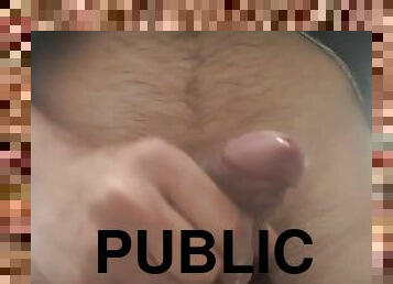 Jerking and cumming at public restroom