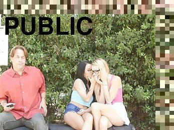 Megan rain and blake eden are making out on the bus bench