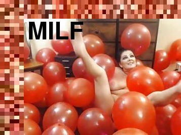 Naughty Milf In Red Balloons
