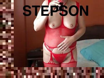 Stepson's friends start masturbating in front of me and I start touching myself standing up