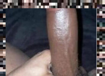 Play with that pussy while I jerk this big black dick