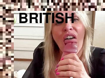 British Mum Swallows Teens Cum Load - Footjob