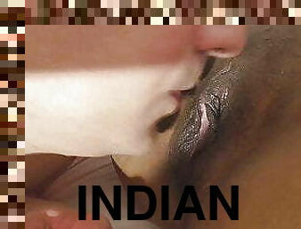 Licked horny Indian pussy and came on boobs.