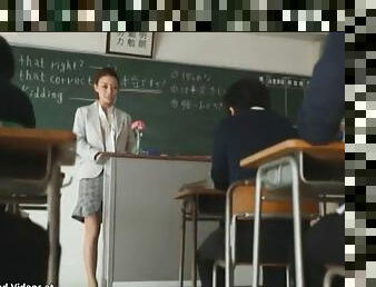 Japanese teacher with huge tits fucks a student