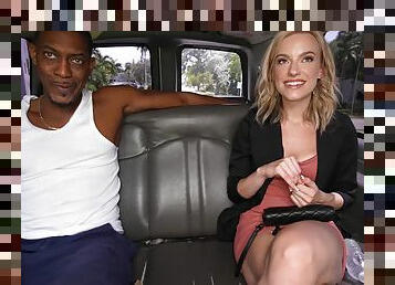 Curious blonde tries heavy BBC in her first bang bus experience