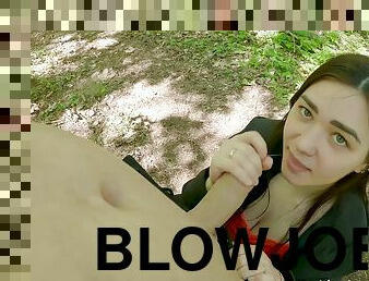 Beautiful Babe Gives Quick Blowjob In The Woods - Marlyn Chenel
