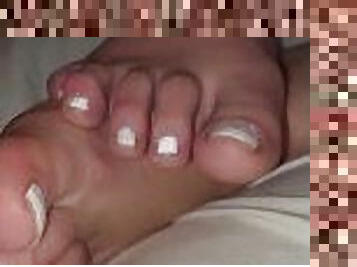 Sexy Feet foot fetish toenails foot massage white polish long toenails