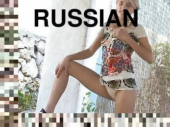 Exquisite Russian blonde beauty Sasha Blonde masturbates
