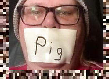 Tape gagged piggy