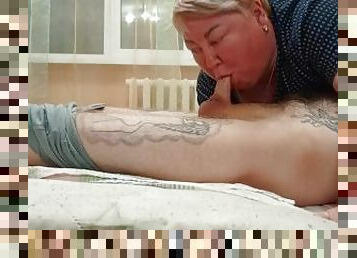 mother-in-law shows my wife how to do a deep blowjob properly