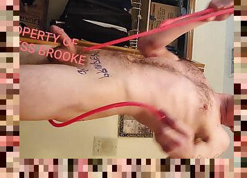 Popping My Asshole S Cherry With A Long Resistance Band - Masturbation