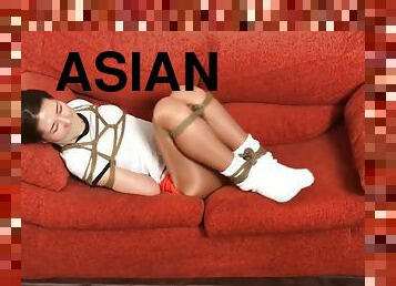 asiatisk, bdsm, fötter, fetisch, bondage, brunett